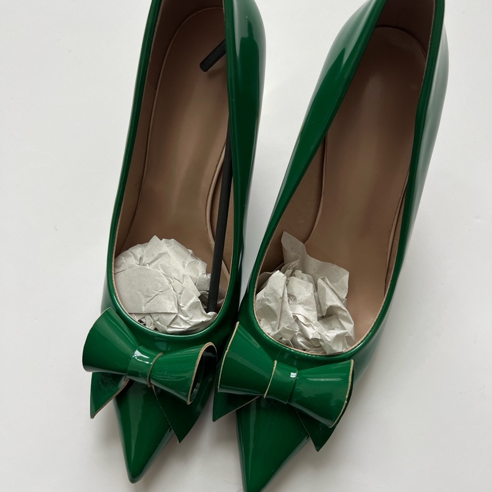 Elegant Green Bow Women's Shoes